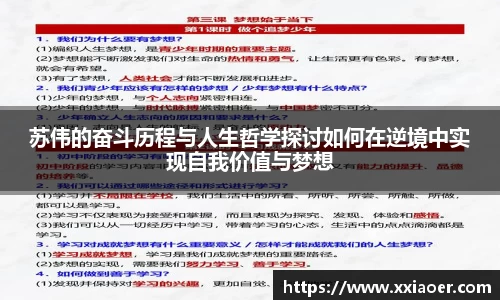苏伟的奋斗历程与人生哲学探讨如何在逆境中实现自我价值与梦想